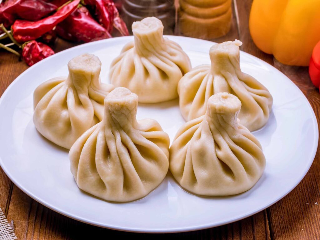 Mushroom-filled Khinkali dumplings from Georgian cuisine