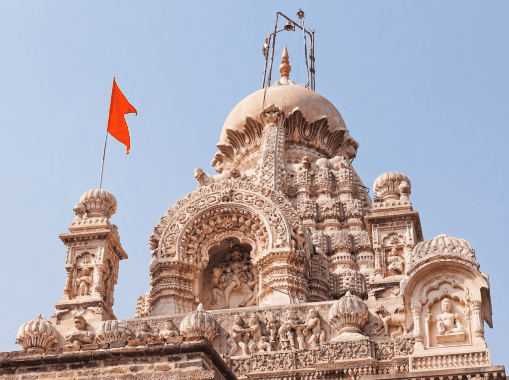Upper dome and carvings of Grishneshwar Temple.