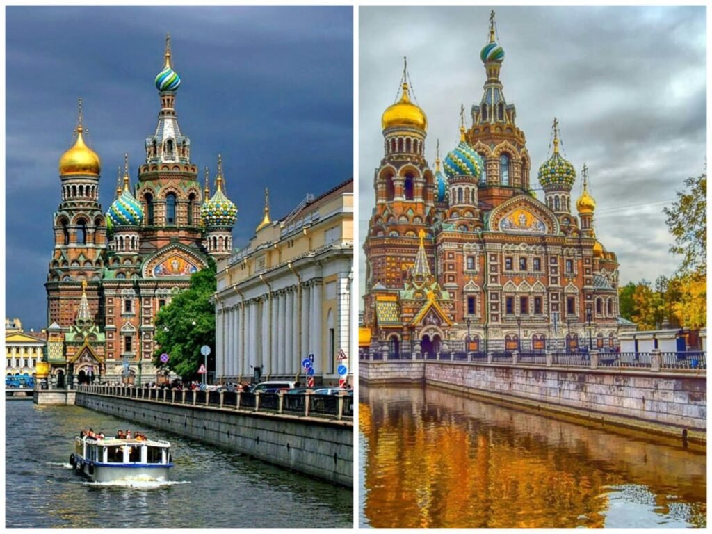 Saint Petersburg's Church of the Savior on the Spilled Blood and Griboyedov Canal under the continuous twilight of a White Night.
