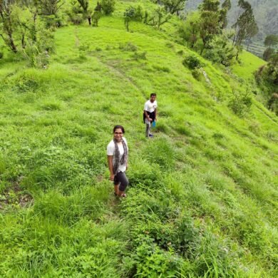 Hiking to village temple