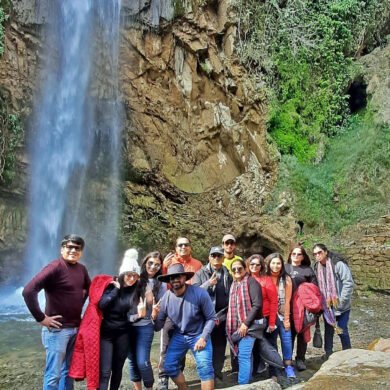 People at Tiger Falls Uttarakhand